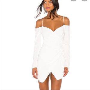 Superdown White Asymmetrical Slit Mini Dress